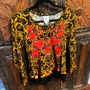Ivy Jane Floral Long Sleeve Top - Yellow, Black, Red